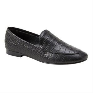 Banana Republic Demi Black Leather Croc Effect Loafers 6.5